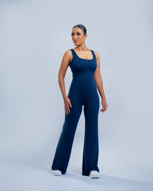 Contour Flared Jumpsuit - Navy Blue