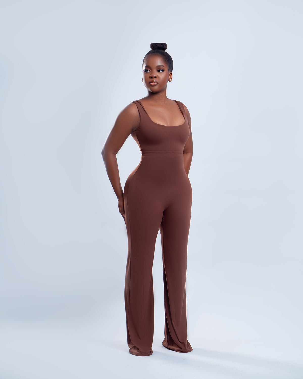 Contour Flared Jumpsuit - Brown