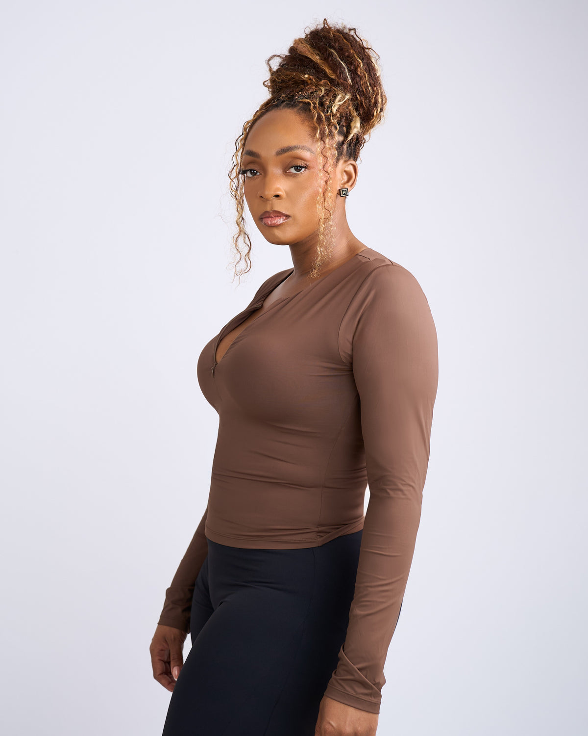 Second Skin Long Sleeve Top - Brown