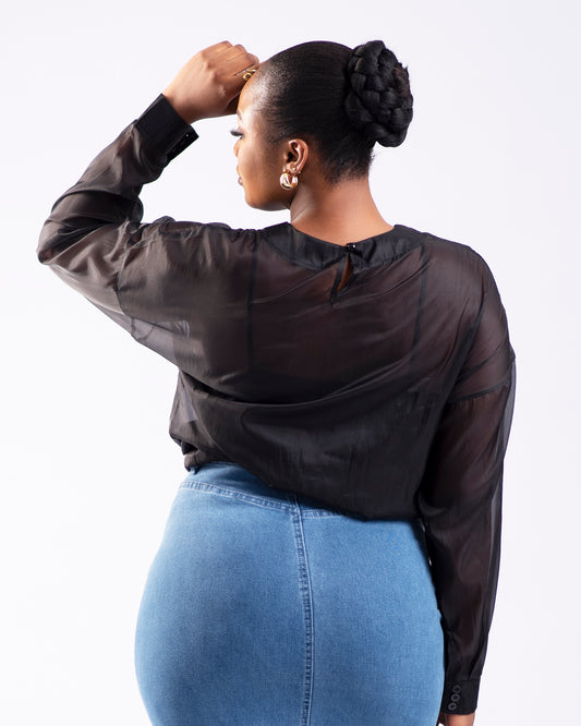 Tiffany Organza Top - Black