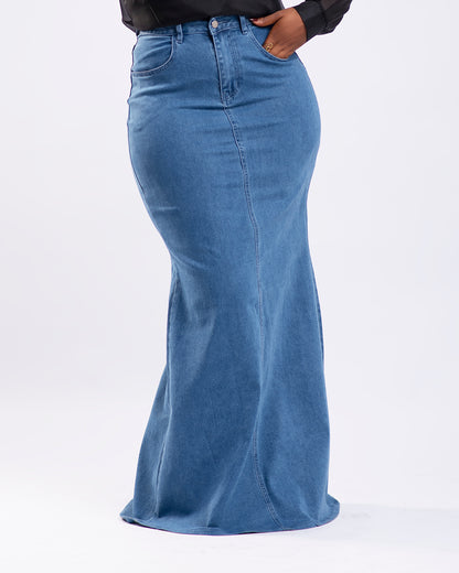 Lulu Denim Maxi Skirt - Deep Blue