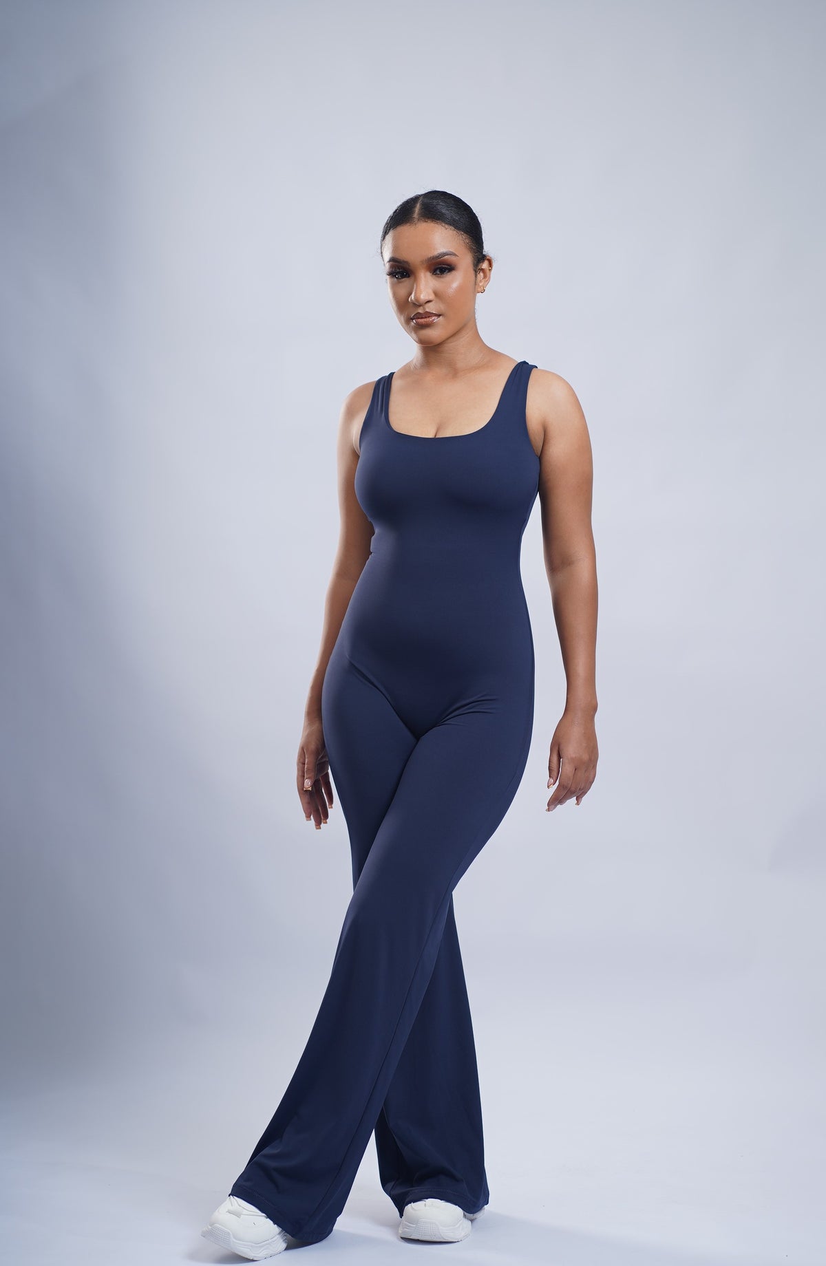 Contour Flared Jumpsuit - Navy Blue