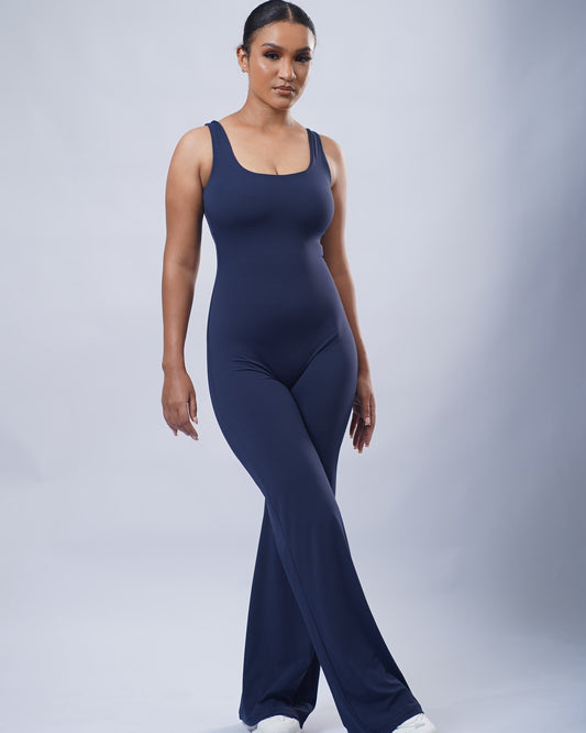 Contour Flared Jumpsuit - Navy Blue