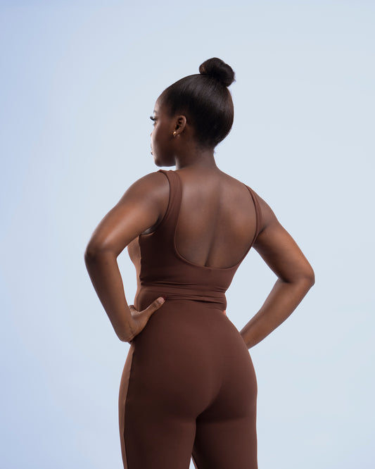 Contour Flared Jumpsuit - Brown