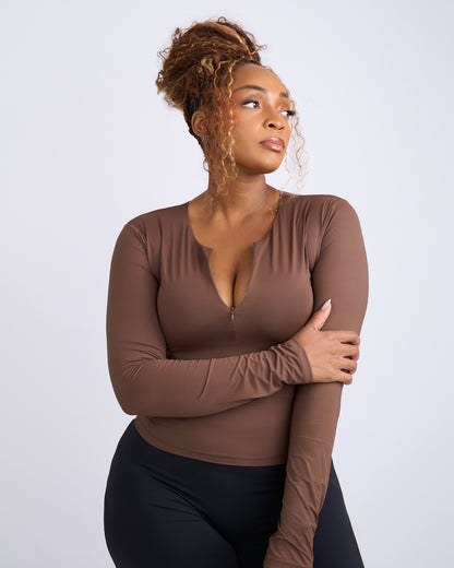 Second Skin Long Sleeve Top - Brown