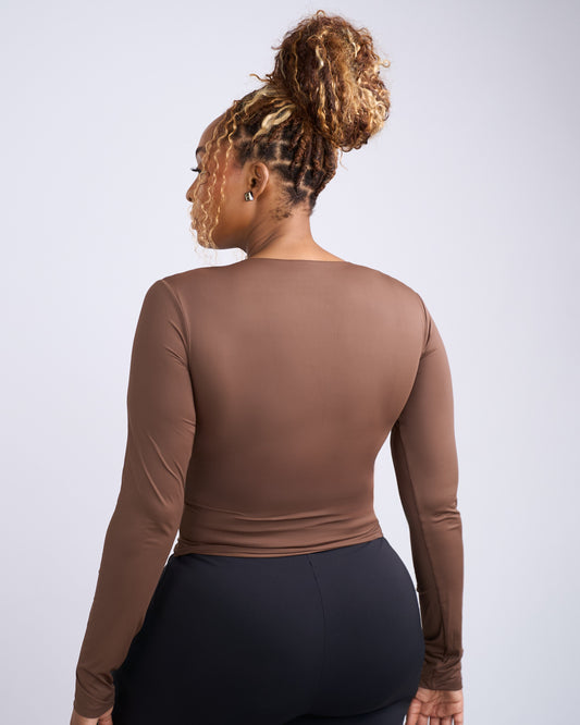 Second Skin Long Sleeve Top - Brown
