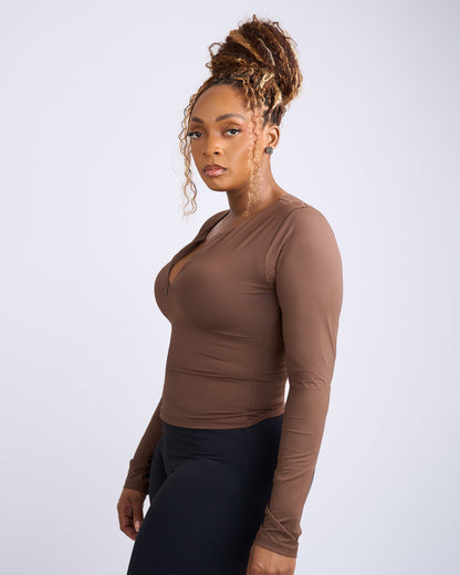 Second Skin Long Sleeve Top - Brown