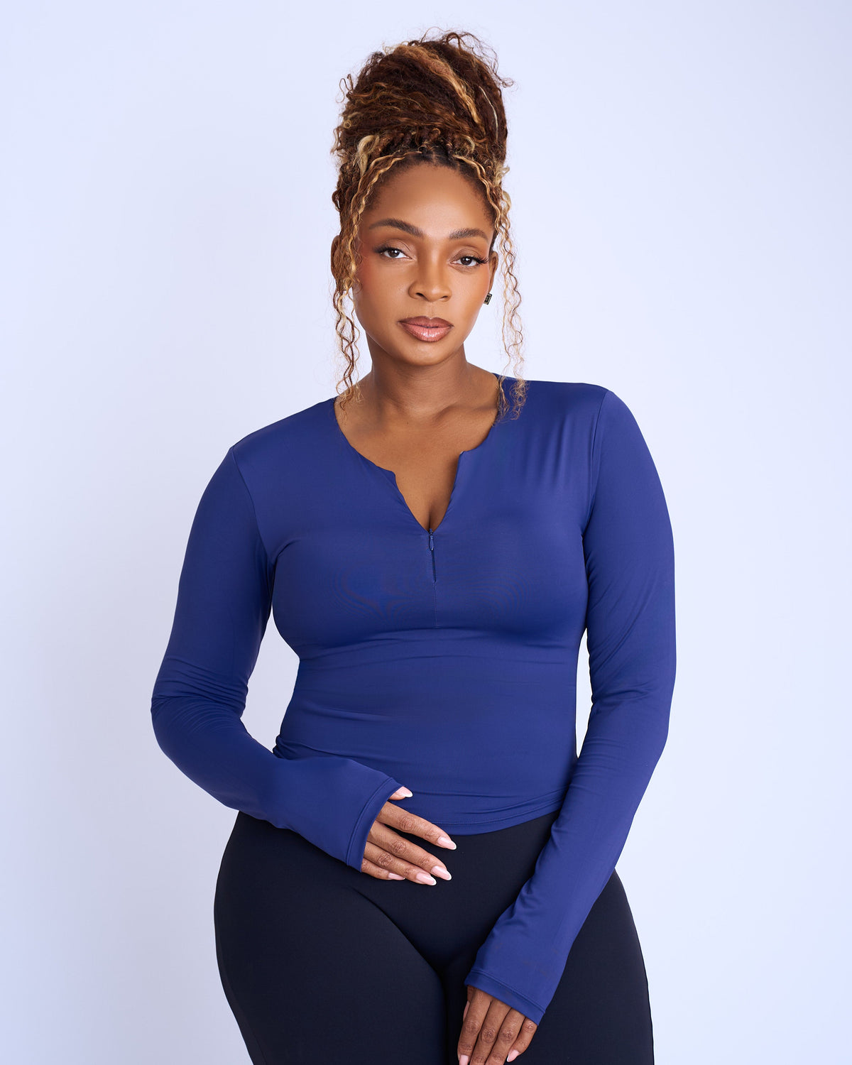 Second Skin Long Sleeve Top - Navy Blue
