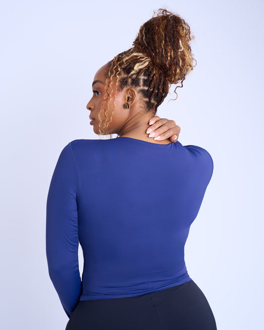 Second Skin Long Sleeve Top - Navy Blue