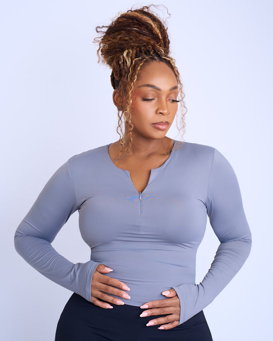 Second Skin Long Sleeve Top - Gray