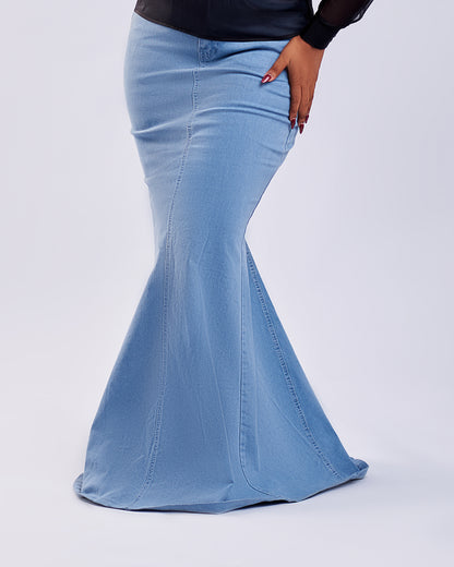 Lulu Denim Maxi Skirt - Light Blue