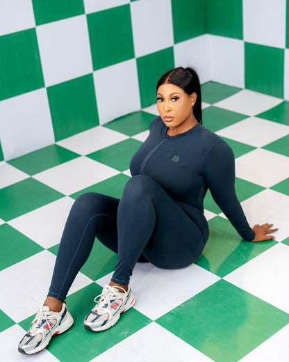 Flex Zip Jumpsuit (Long Sleeve) - Aqua Green