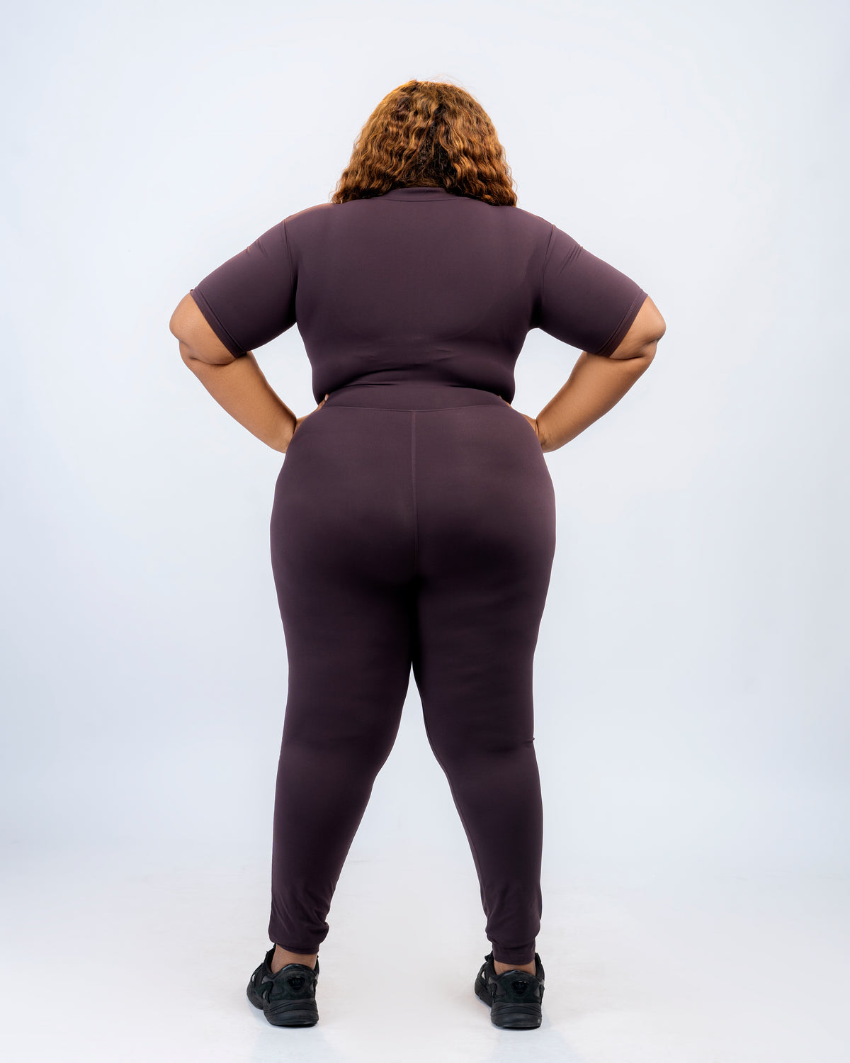 Flex Zip Jumpsuit (Short Sleeve) - Brown