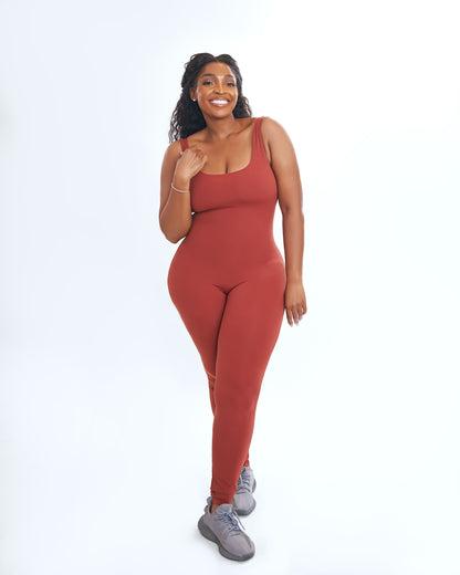Contour Jumpsuit - Rusty Red