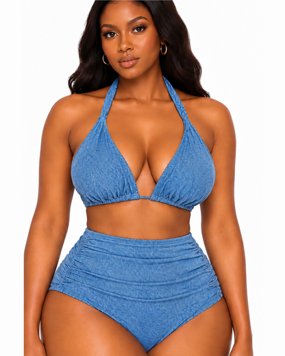 Swimsuit Full Set (Bra, Pant & Skirt) - Blue